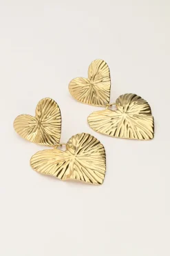 Oorbellen Twee Hammered Hearts
