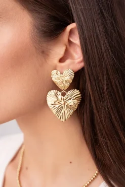 Oorbellen Twee Hammered Hearts