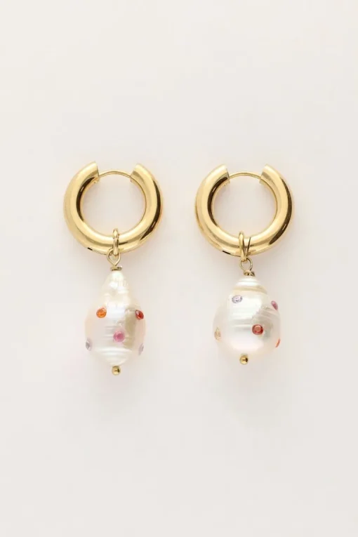Oorringen Met Parel Met Multikleur Studs