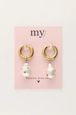 Oorringen Met Parel Met Multikleur Studs