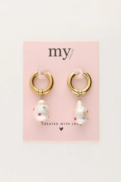 Oorringen Met Parel Met Multikleur Studs