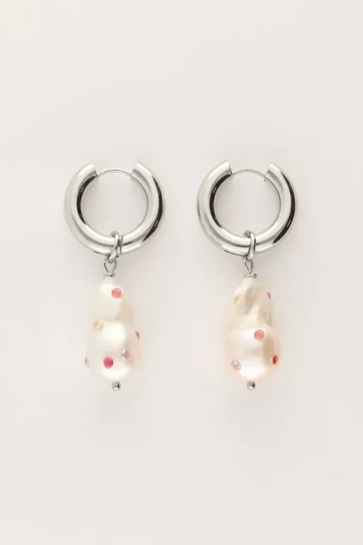 Oorringen Met Parel Met Multikleur Studs