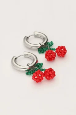 Oorringen Met Rode Kralen Cherry