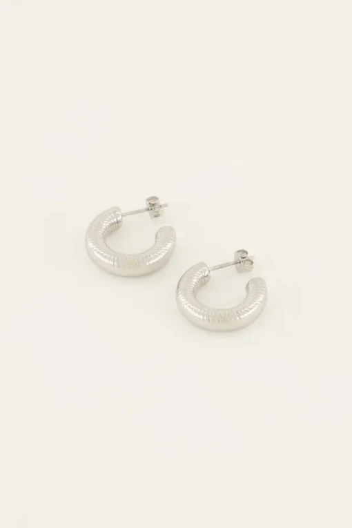 Oorringen Rond Met Kleine Ribbel