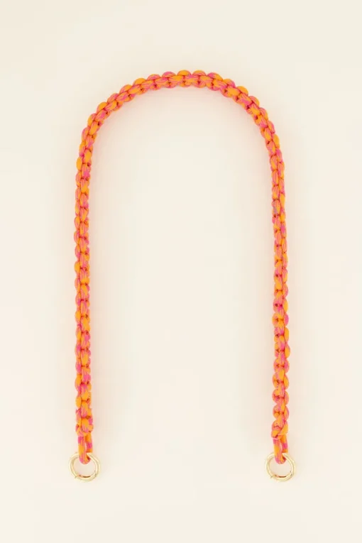Oranje & Roze Gevlochten Tassen Strap