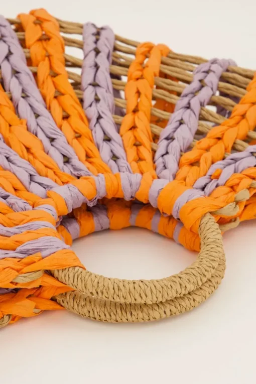 Oranje En Roze Gevlochten Handtas