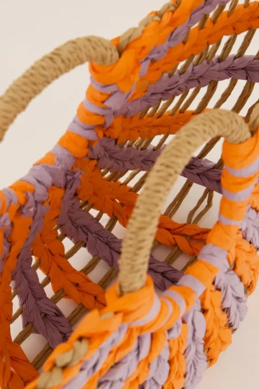 Oranje En Roze Gevlochten Handtas
