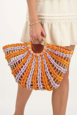 Oranje En Roze Gevlochten Handtas
