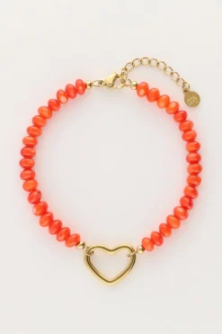 Oranje Kralen Armband Met Hart