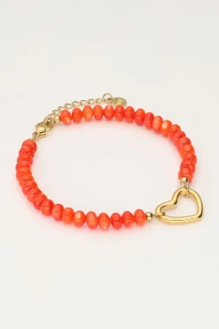 Oranje Kralen Armband Met Hart