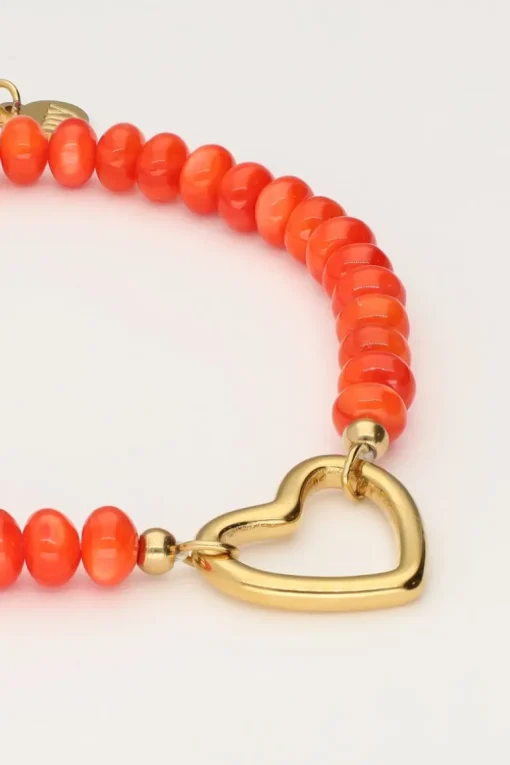 Oranje Kralen Armband Met Hart