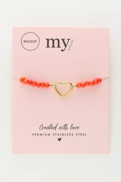 Oranje Kralen Armband Met Hart