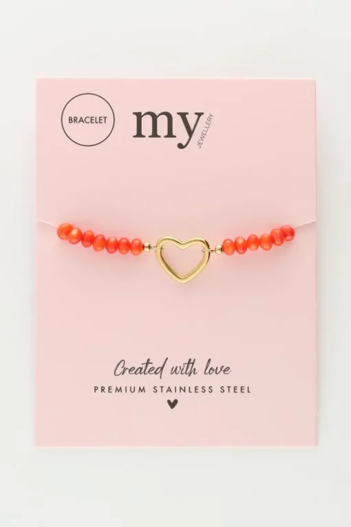 Oranje Kralen Armband Met Hart