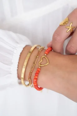 Oranje Kralen Armband Met Hart