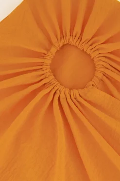 Oranje Midi Rok Met Open Strik Detail