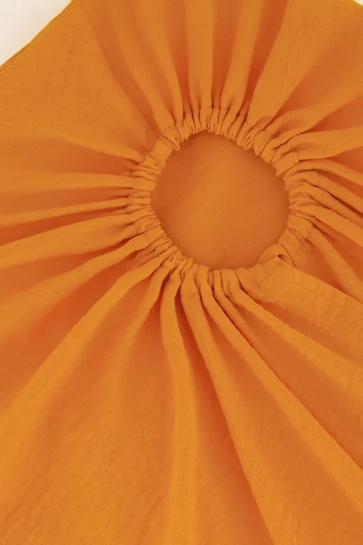 Oranje Midi Rok Met Open Strik Detail