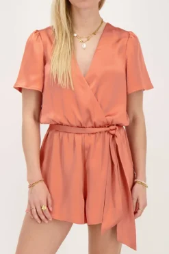 Oranje Playsuit Satijnen Look