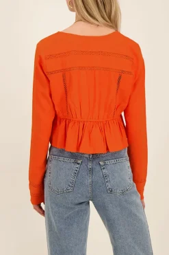 Oranje Top Met Kanten Bandjes & Strik Detail