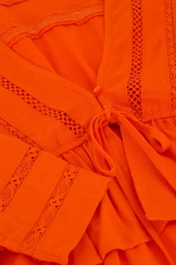 Oranje Top Met Kanten Bandjes & Strik Detail