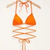 Oranje Triangel Bikini Top Met Strikdetail
