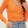 Oranje Vest Met Rib Structuur