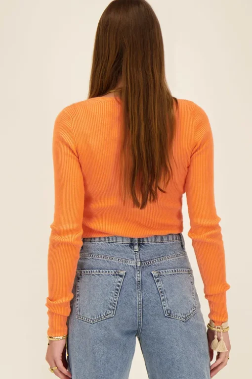 Oranje Vest Met Rib Structuur