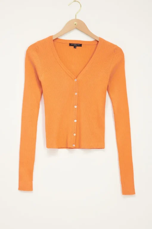 Oranje Vest Met Rib Structuur