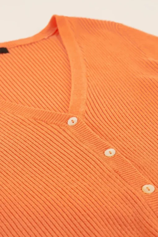 Oranje Vest Met Rib Structuur