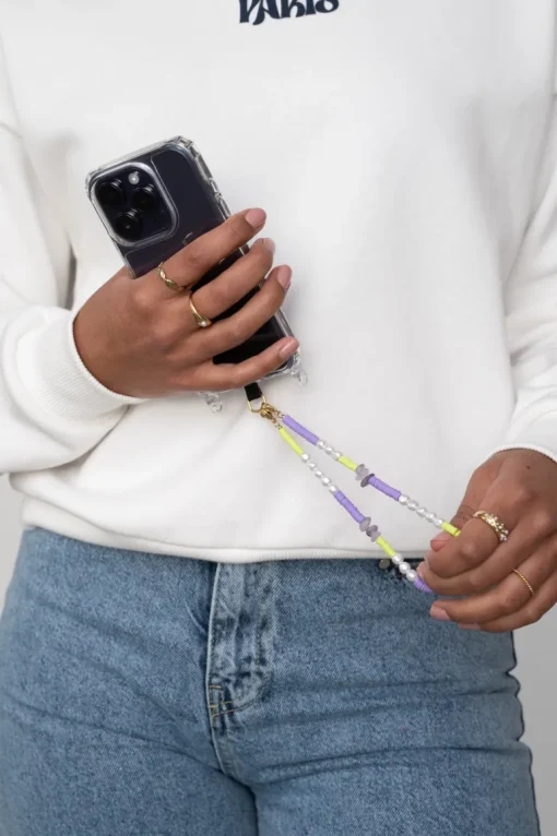 Paars Telefoonkoord Met Parels