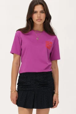 Paars T-shirt Met Oranje "Mon Amour Paris'"