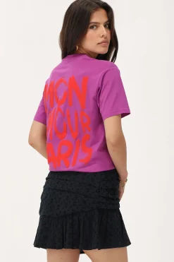 Paars T-shirt Met Oranje 