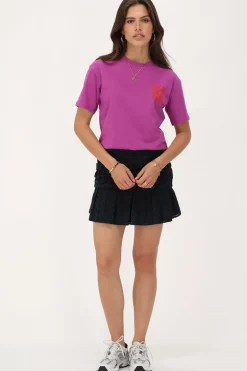 Paars T-shirt Met Oranje 