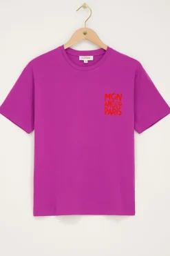 Paars T-shirt Met Oranje 