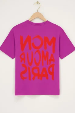 Paars T-shirt Met Oranje 