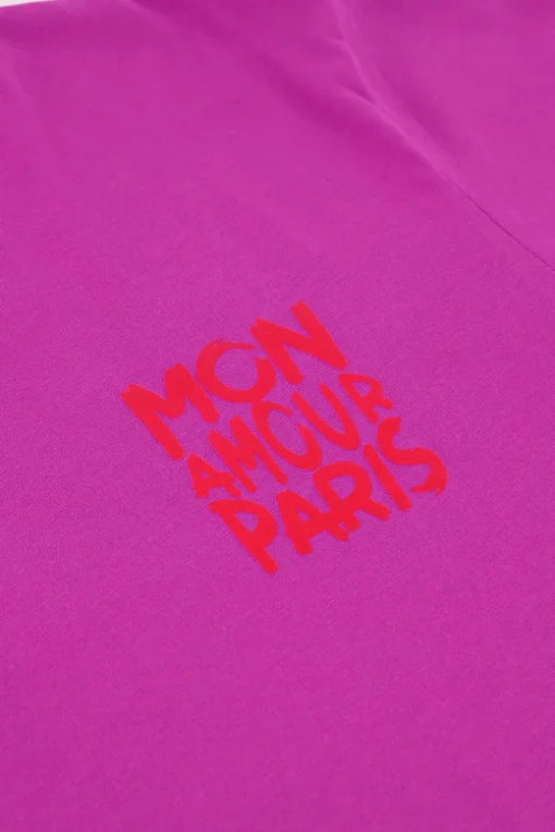 Paars T-shirt Met Oranje "Mon Amour Paris'"