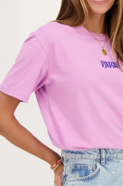Paars T-shirt Paris Met Bloemen