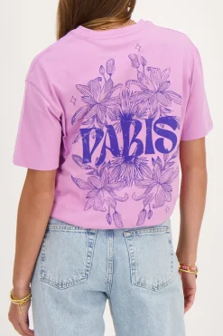 Paars T-shirt Paris Met Bloemen