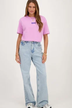 Paars T-shirt Paris Met Bloemen