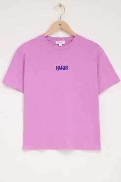 Paars T-shirt Paris Met Bloemen