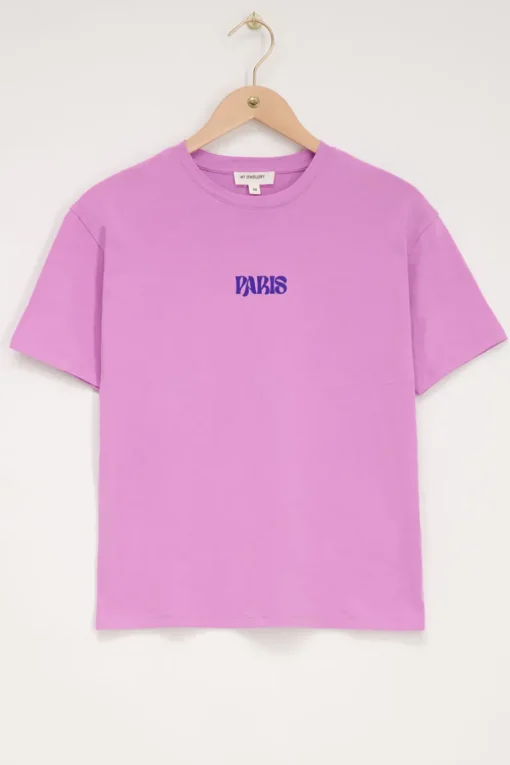 Paars T-shirt Paris Met Bloemen