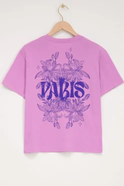 Paars T-shirt Paris Met Bloemen
