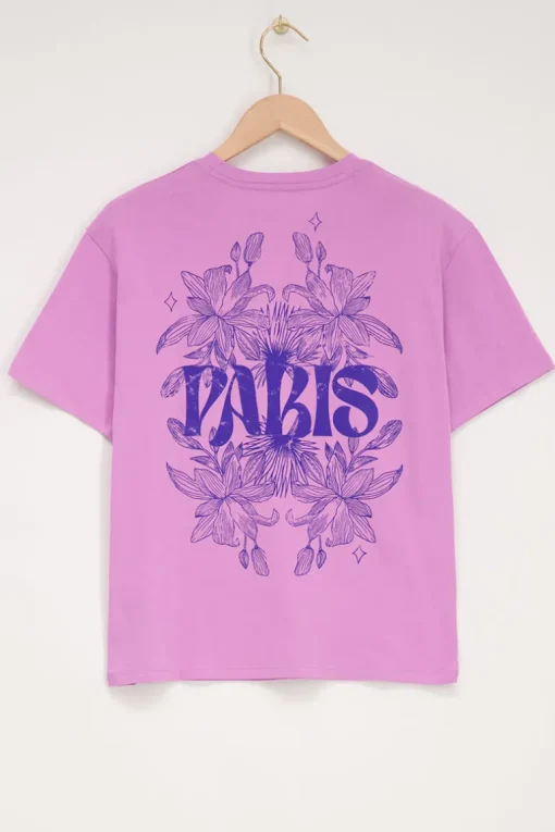 Paars T-shirt Paris Met Bloemen