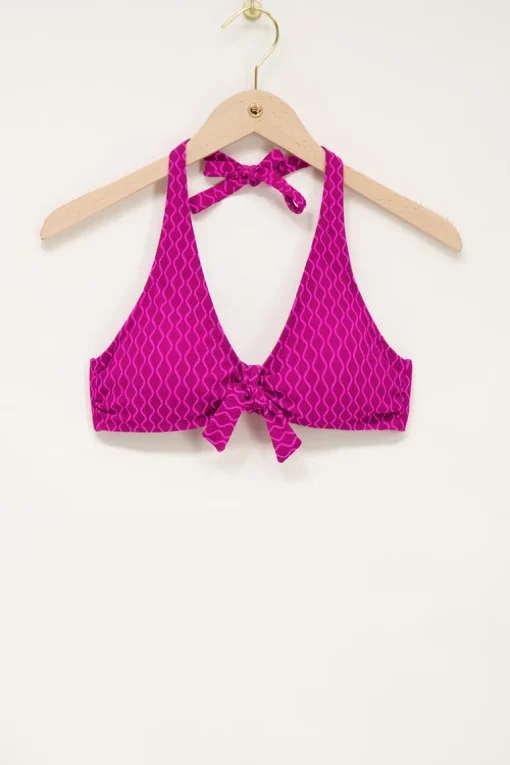 Paarse Bikini Top Met Zigzag Print
