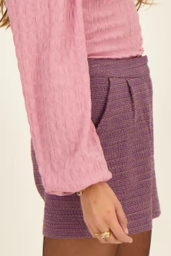 Paarse Boucle Short Met Lurex