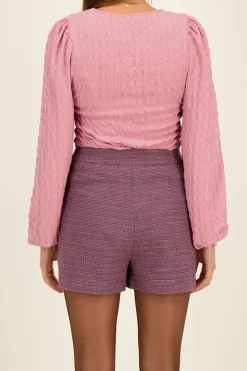 Paarse Boucle Short Met Lurex