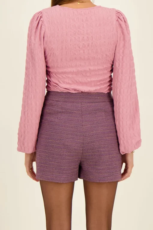 Paarse Boucle Short Met Lurex