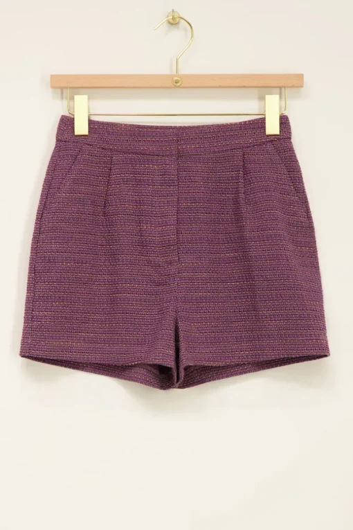 Paarse Boucle Short Met Lurex