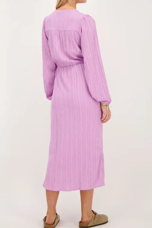 Paarse Crinkle Midi Jurk Met Overslag