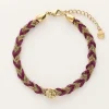 Paarse Gevlochten Armband Met Bedel