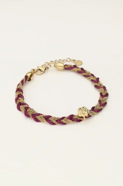 Paarse Gevlochten Armband Met Bedel